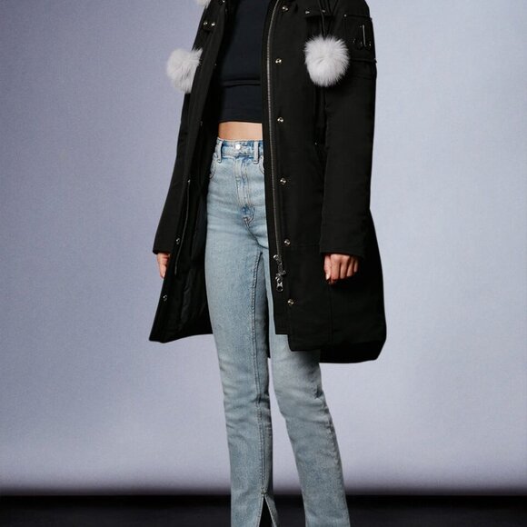 Moose Knuckles Black Parka With White Fox Fur NWT - Picture 14 of 14